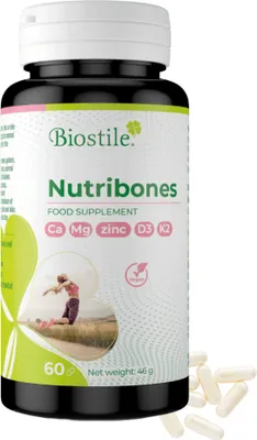 Obrázek produktu pro Biostile Nutribones - vápník, hořčík, zinek, vitamin D3 a K2 pro zdravé kosti