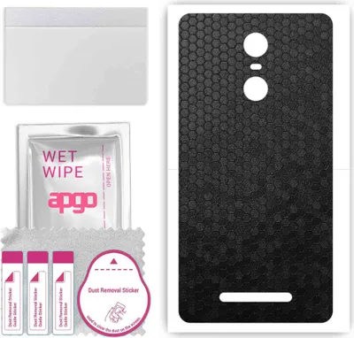 Produktbild von apgo Rückseite Schutzfolie, Skin, kompatibel mit Xiaomi Redmi Note 3 Note 3 Pro, Hinten Displayschutzfolie aus Vinylfolie, kratzfest, einfache Montage - Schwarze Honigwabe