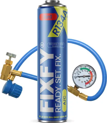 Obrázok produktu pre FIXFY 5v1 súprava na plnenie klimatizácie, VEĽKÁ Nádoba + hadica s manometrom R134a