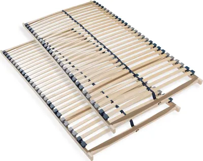 Obrázek produktu pro Lamelový rám 180x200, 28 lamel, 7zónový lamelový rám s robustním rámem z bukového dřeva, 2x lamelový rám 90x200, nosnost do 150 kg, vyrobeno v Německu, montáž svépomocí