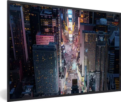 Produktbild von MuchoWow® MuchoWow® Gerahmtes Poster Blick von oben auf den Times Square in New York 60x40 cm - Poster mit zchwarzem Bilderrahmen - Printing - Wanddeko Schlafzimmer