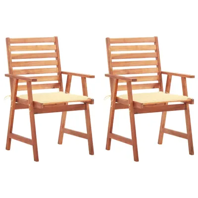 Immagine prodotto di The Living Store Sedie da pranzo da giardino 2 pezzi con cuscino in legno massiccio di acacia