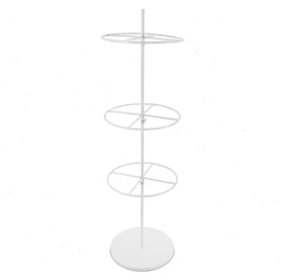 Immagine prodotto di Espositore per negozio - Supporto girevole a 3 livelli per bancone - 40x140 cm, in ferro - Altezze dei ripiani regolabili - Ideale per reggiseni, biancheria intima, calze - Bianco