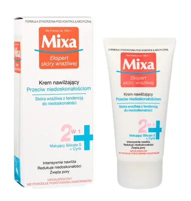 Obrázok produktu pre Mixa Ekspert Skóry Wrażliwej, Krem nawilżający przeciw niedoskonałościom, 50 ml