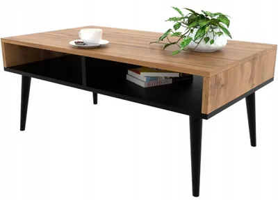 Produktbild von Couchtisch Scandi Eiche WOTAN/SCHWARZ Wohnzimmertisch Mit Ablage