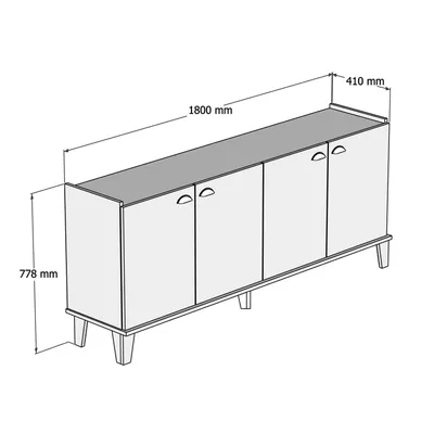 Produktbild von Skye Decor, Sumer- Sumer H3020BMS, Eichenfarbig,,Weiß, Kommoden, 77,8x180x41 cm, 100% Melaminbeschichtete Partikelplatte