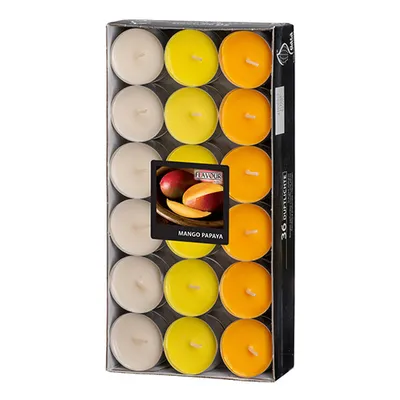 Produktbild von 36 "Flavour by GALA" Duftlichte Ø 38 mm · 17 mm pfirsich - Mango-Papaya "Ton in Ton"