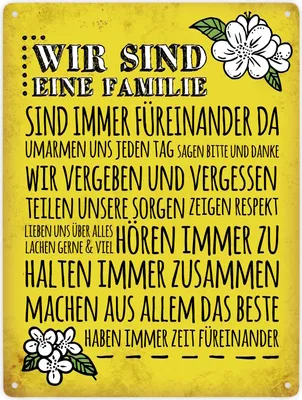 Produktbild von Wir sind eine Familie Metallschild XXL Schild Blechschild Aluminiumschild