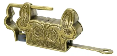 Image de Cadenas en laiton, 60 mm, couleur bronze, alliage de zinc, style ancien chinois, pour boîtes/tiroirs