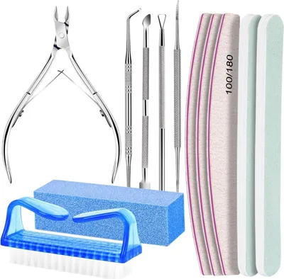 Produktbild von Nagelfeilen Set 100/180 Maniküre & Pediküre Werkzeug, Nagelfeile, Buffer, Nagelzange, Nagelhautschieber