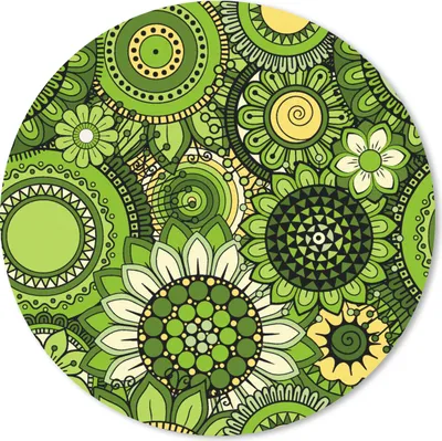 Produktbild von MuchoWow® Mauspad Mousepad Blumen - Grün - Muster 20x20 cm - Mousepads - Maus Mat - Pad - Mausunterlage - Schreibtischmatte