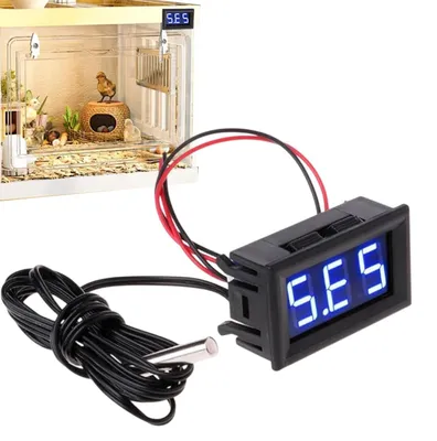 Productafbeelding van Aquarium Thermometer - Digitale Temperatuurmeter - Waterkwaliteit Monitoren - Realtime LED Display - 15 cm - Blauw