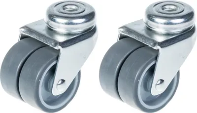 Immagine prodotto di ruote gemelle da 50 mm 2" in gomma grigia girevoli con portata di 140 kg, set da 2