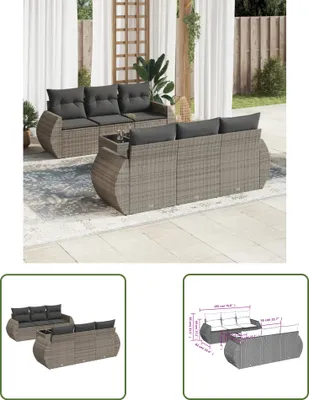 Produktbild von The Living Store 7-tlg. Garten-Sofagarnitur mit Kissen Grau Poly Rattan