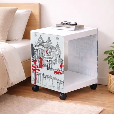 Immagine prodotto di Vacri - Comodino, 38x34x46h cm Bianco, Colore Ripiano Bianco