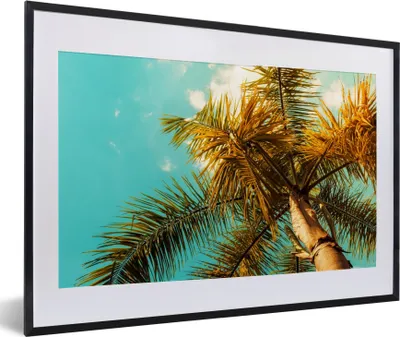 Produktbild von MuchoWow® Gerahmtes Poster Palme - Sommer - Tropisch 60x40 cm - Poster mit Schwarzem Bilderrahmen Wandposter Rahmen Foto Bilder - Schlafzimmer - Plakat in Rahmen - Drucken