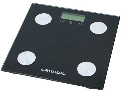 Produktbild von Grundig Waage Personenwaage Digital mit Körperanalyse: Fett und Muskelmasse - Speicher 12 Personen - Max 180 Kg - Glas - Schwarz