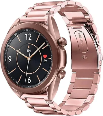 Produktbild von Strap-it Gliederarmband - Kompatibel mit Samsung Galaxy Watch Armband 42mm Ersatzarmband Edelstahl - Faltschließe - Hochwertiges Material - für Smartwatch 20mm Armband Rosa