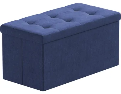 Faltbare Aufbewahrungsbox mit Sitzfunktion, Marineblau, 76x38x38 cm