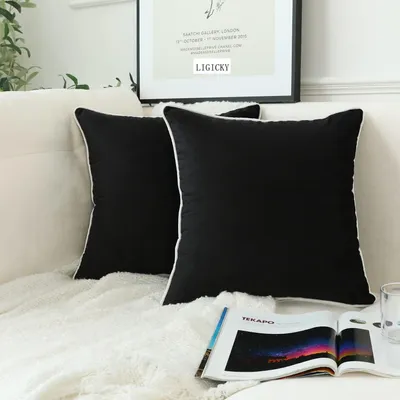 Produktbild von Dekorative Kissenbezüge Samt 55 x 55 cm Schwarz 2er Set