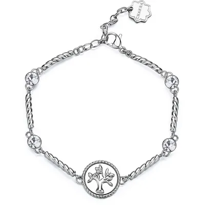 Produktbild von Damen Stahlarmband mit Kristallen Baum des Lebens Chakra BHKB156