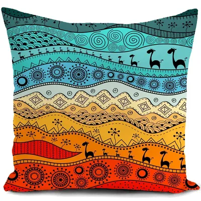 Obrázok produktu pre Poťah na vankúš 40x40 cm, farebný vzor Afrika, dekoratívny, vhodný na pohovku, do obývačky alebo spálne