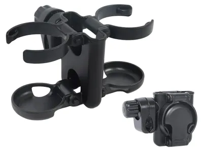 Produktbild von 3-in-1 Getränkehalter für Kinderwagen – Mit Doppel-Cupholder und Handyhalter