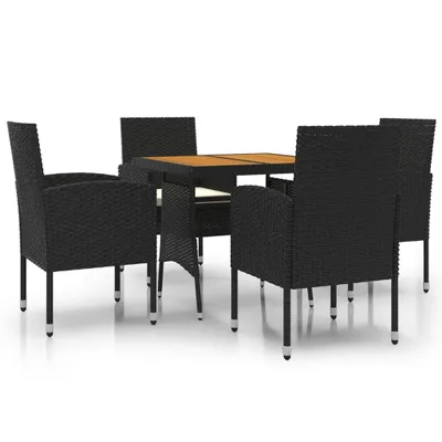 Produktbild von vidaXL 5-tlg. Garten-Essgruppe Poly Rattan Schwarz