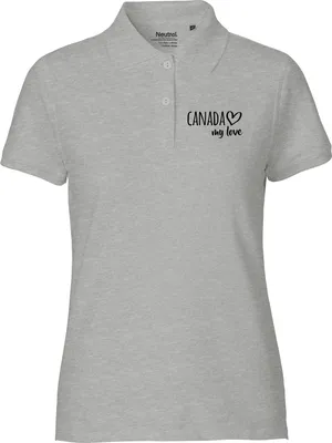 Produktbild von Huuraa Damen Polo Shirt Canada my love L Sport Grey Bio Baumwolle Fairtrade Poloshirt Geschenkidee