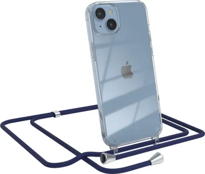 Produktbild von EAZY CASE Handykette kompatibel mit Apple iPhone 14 Plus, Handyhülle mit Umhängeband, Handykordel, Schutzhülle Clear, Band in Blau