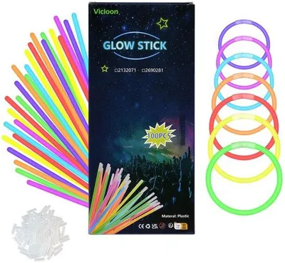 Produktbild von Leuchtstäbe - 100 Stück Knicklichter mit Verbindern - 5 Farben