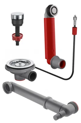Produktbild von FRANKE 112.0687.564 Stösselventilset 1 Becken Drehknopf MRG / Ab- und Überlaufgarnitur mit Excenterbedienung