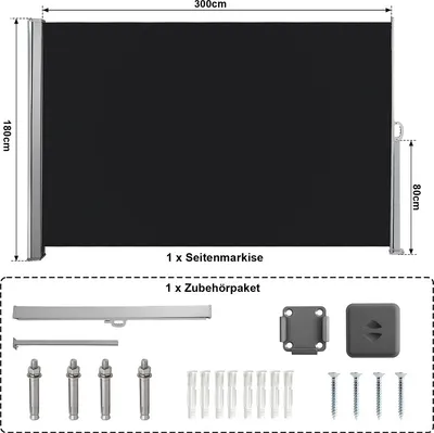 Immagine prodotto di Tenda da sole laterale Yakimz estensibile per balcone antracite protezione solare cassonetto integro protezione dalla vista antracite 180*300 cm