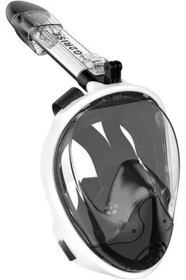 Immagine prodotto di Maschera per snorkeling a copertura totale, pieghevole, sicura contro l'accumulo di CO2, con predisposizione per l'installazione di una fotocamera, taglia L-XL, colore nero o bianco