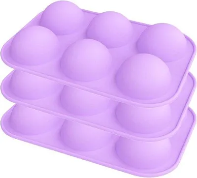 Produktbild von Silikonen Formen für Chocoladekuchen und Geleekuchen, 6 Kavitäten, Halbkugelform, 3 Stück