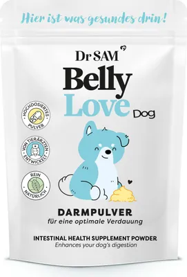 Produktbild von Dr. SAM BellyLove Dog – Magen-Darm Ergänzungsfutter Hund 90g