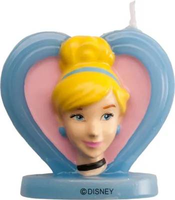 Produktbild von Cinderella-Geburtstagskerze 3D Kuchendeko blau-gelb 5,5cm