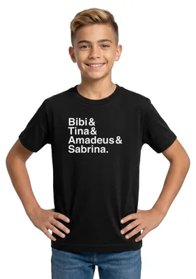 Produktbild von Spreadshirt Bibi Und Tina Amadeus Sabrina Typographie weiß Teenager T-Shirt, 134/146 (9-11 Jahre), Schwarz