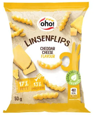 Produktbild von oho! Linsenflips Cheddar Cheese 50g