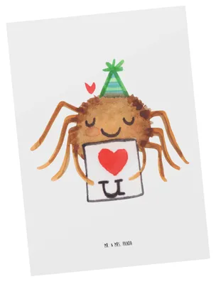 Produktbild von Mr. & Mrs. Panda Postkarte Spinne Agathe Brief - Weiß - Geschenk, Liebespaar, Grußkarte, Postkarten, Liebesbeweis, Ansichtskarten, Treuetest, Heiratsantrag, Ansichtskarte