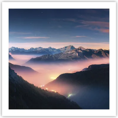 Produktbild von Poster - Poster ohne Rahmen - Berge Wolken Nebel - 60x60 cm - Wand Bild - Wanddeko - Wandbilder - Kunstposter - Wandposter - Bilder - Kunstdruck - Wanddekoration - Wandbild - P2XAC60x60-5004