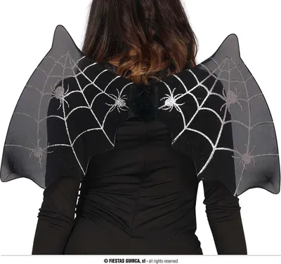 Produktbild von Tiermotiv Spinnennetz Fledermausflügel Halloween Kostüm Unheimliche Accessoires, Farbe: Schwarz
