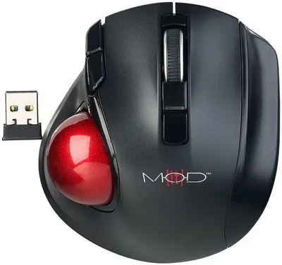 Produktbild von Mod-it Trackball Maus: Kabelloser Funk-Laser-Trackball mit 5 Tasten und Scrollrad, 1.200 DPI (Funk Maus, Kabellose Trackball-Maus, Mauspad)