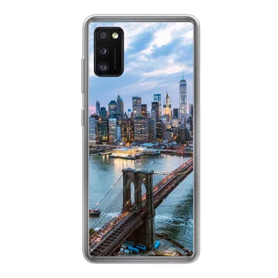 Produktbild von MuchoWow® Handyhülle Schutzhülle Hülle für Samsung Galaxy A41 New York - Brooklyn Bridge - Boot Silikon Softcase Handy Hülle - Mobiltelefon