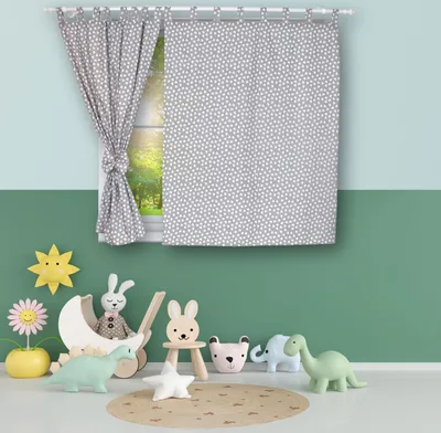 Produktbild von BABYLUX Kinderzimmer VORHÄNGE mit Schlaufen 95. Herzen Grau