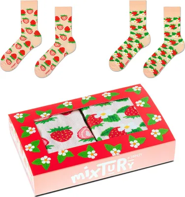 Produktbild von 2 Paar Herrensocken in Erdbeere 41-46, ein Set Bunte Süße Socken