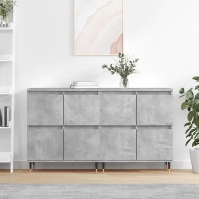 Image de vidaXL Sideboards 2 pcs. Gris béton Bois composite