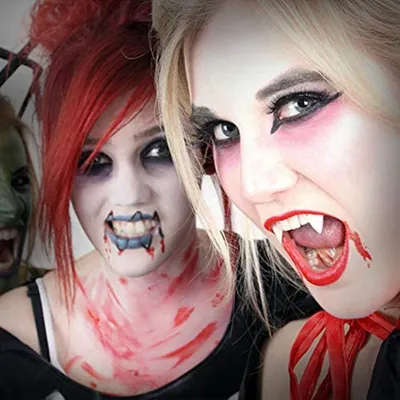 Imagen del producto de Colmillos de vampiro - Set de 4 - 4 tamaños - Colmillos de vampiro personalizados - Disfraz - Accesorios para disfraces