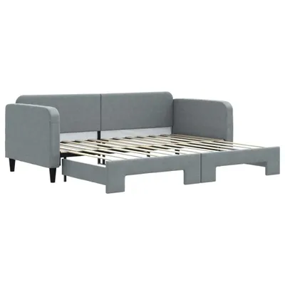 Image de Lit de jour avec gigogne sans matelas gris clair 90x200 cm