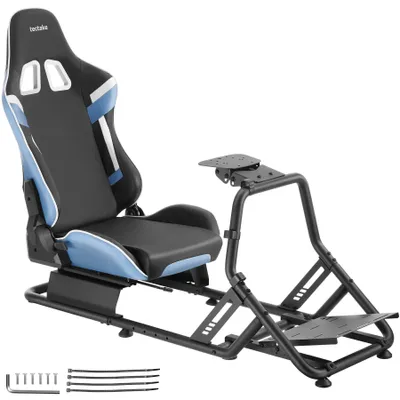 Produktbild von tectake Gamingstuhl Sim-Racing-Cockpit GT-Style Rennsitz 12-stufig verstellbar kompatibel Logitech Fanatec Thrustmaster Stahl Kunstleder